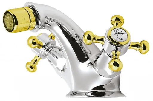 SAPHO ANTEA stojánková bidetová baterie s výpustí, chrom/zlato 3182