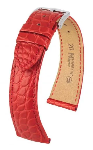 Řemínek Hirsch Regent - červený, mat - 17 mm - M – Střední délka - 14 mm - Rose Gold