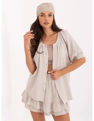 Světle béžový mušelínový letní komplet OCH BELLA