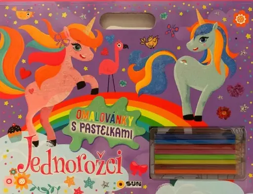 Omalovánky - Jednorožci s pastelkami (poškozená)