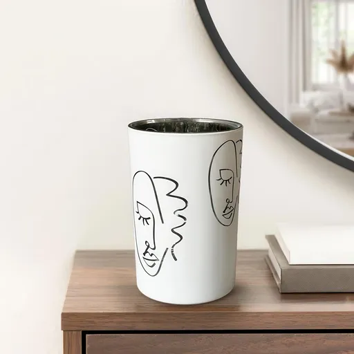 Gilde Skleněný svícen Hlava, bílý