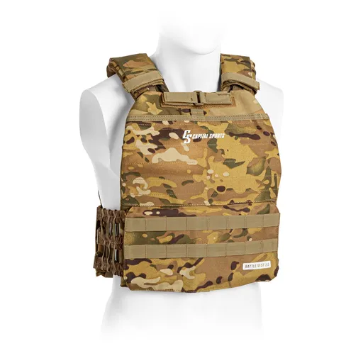Capital Sports Battlevest 2.0, zátěžová vesta, 2x 8,75 lbs (4,0 kg) závaží, camo