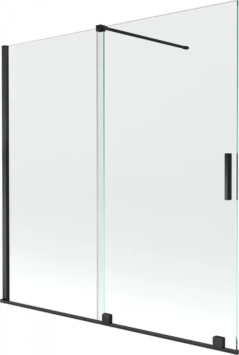 MEXEN/S Velar Dvoukřídlá posuvná vanová zástěna 160 x 150, transparent, černá 896-160-000-01-70
