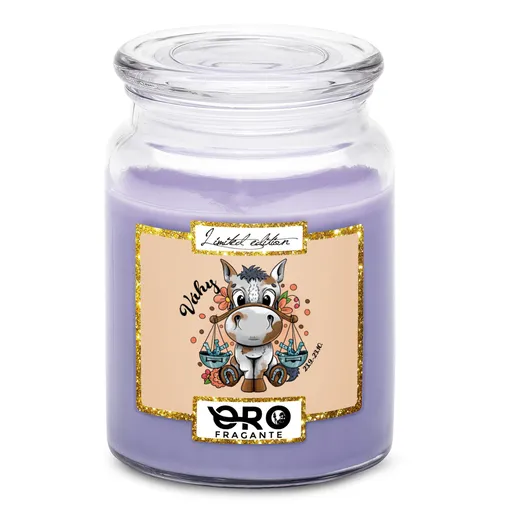 Svíčka Koňská znamení – váhy (Vůně svíčky: Levandule)