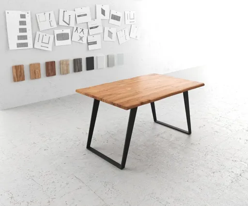 Jídelní stůl Edge 140x90 akácie přírodní kov šikmá podnož