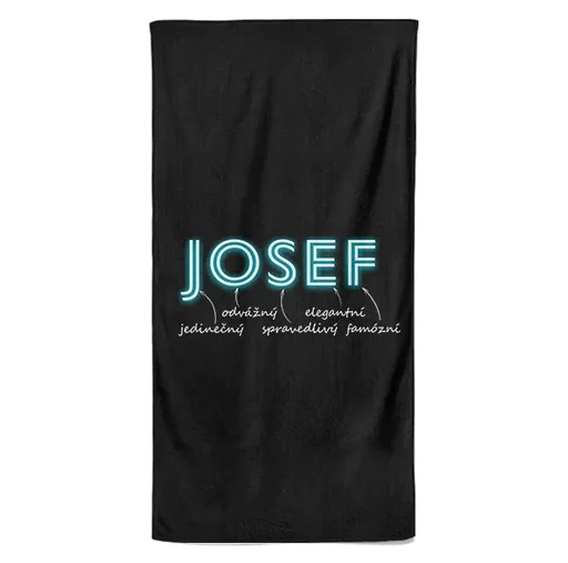 Osuška Mužská jména – NEON (Jméno: Josef, Velikost osušky: 70x140cm)