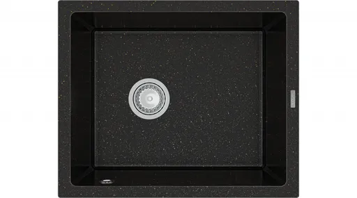 MEXEN Pedro granitový dřez 1-miska 560x460 mm, černá / kovové zlato 6508561000-75