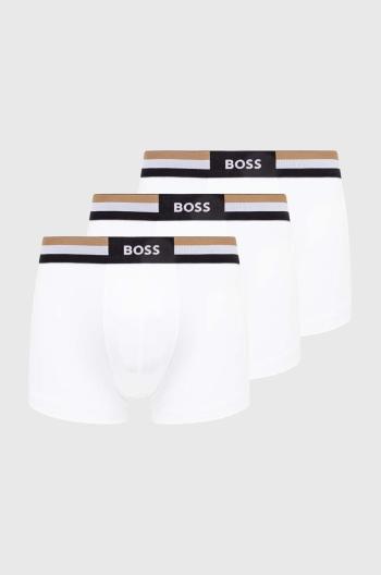 Boxerky BOSS 3-pack pánské, bílá barva