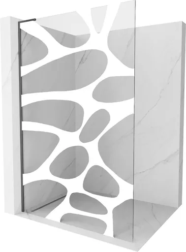 MEXEN/S Kioto L Sprchová zástěna WALK-IN 100 x 200, bílý vzor, grafit kartáčovaná 800-100-103-66-97