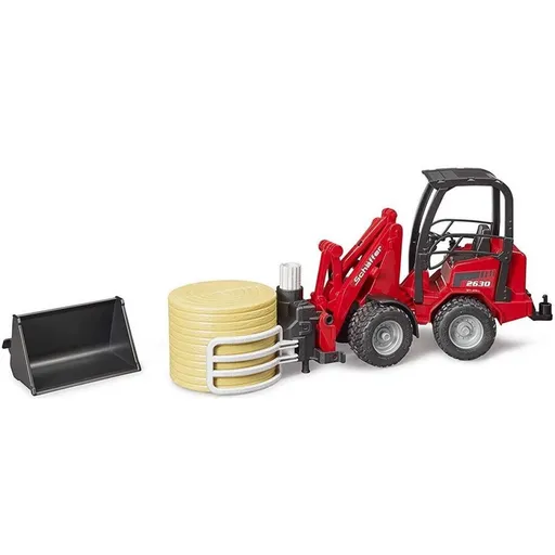 Bruder 2192 Schäffer 2630 s balíkem slámy a nakladačem