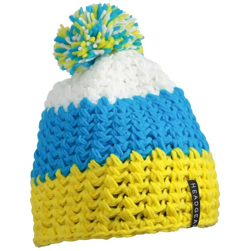 Myrtle Beach (Daiber) Háčkovaná zimní čepice MB7940 - Žlutá / pacific / bílá | uni