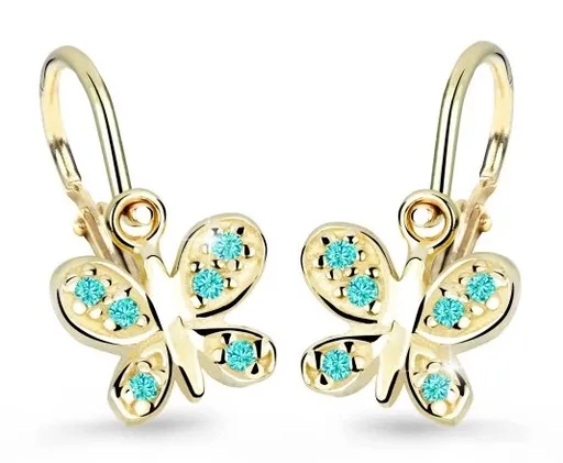 Cutie Jewellery Zlaté dětské náušnice C2748-10-X-1 světle zelená