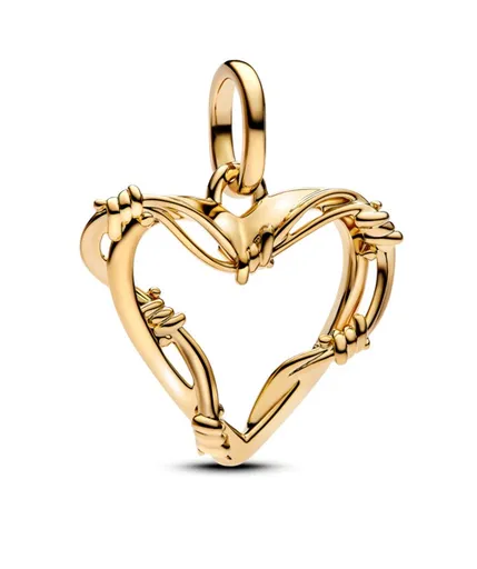 Pandora Pozlacený přívěsek Drátěné srdce Shine ME 762526C00