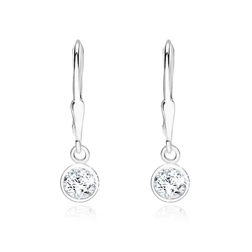 Třpytivé náušnice ze stříbra 925, kulatý čirý zirkon, 5 mm