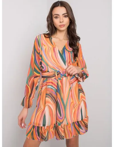 Dámské šaty s páskem vzorované KERLEY oranžové