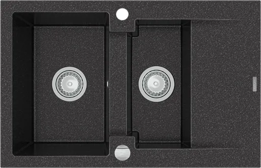 MEXEN Gaspar žula dřez 1,5-mísa dřez s odkapávací krátký odkapávač 737x475 mm, černá mottled 6507731505-76