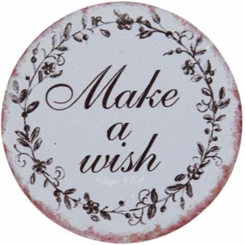 Kulatý kovový magnet Make a wish - Ø 8 cm 6Y2038