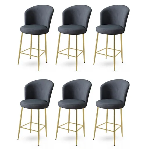Bar Stool Set (6 Pieces) Fora - Anthracite, Gold