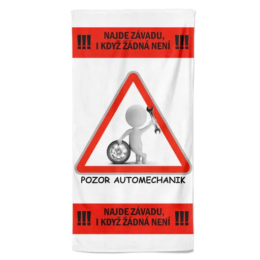 Osuška Pozor automechanik (Velikost osušky: 100x170cm)