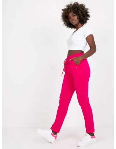 Fuchsiové teplákové kalhoty basic z bavlny