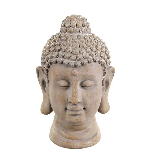 Béžová antik dekorace hlava Buddha - 11*11*19 cm 39078820