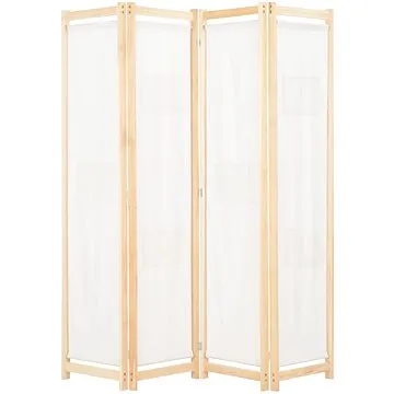 4dílný paraván krémový 160 x 170 x 4 cm textil (248173)