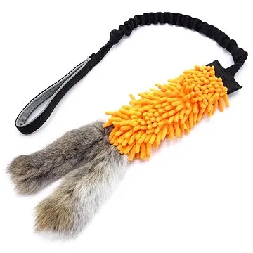 Pískací potvůrky, Mop s králičí kožešinou střapec, oranžový (PIP0015)