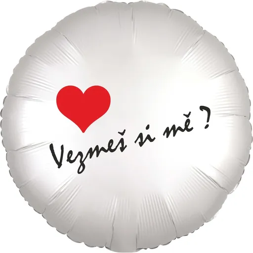 Balónek fóliový bílý kruh Vezmeš si mě? -