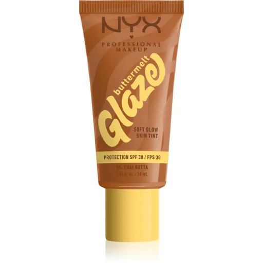 NYX Professional Makeup Buttermelt Glaze rozjasňující tónovací fluid SPF 30 odstín Chai Butta 30 ml