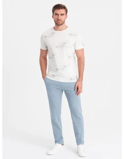 Pánské tepláky s nepodšitou nohavicí - světle modré V7