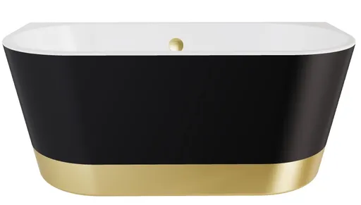 BESCO Volně stojící vana VICA NEW s pásem, sifon s přepadem Barva Černá matná tmavá, Barva sifonu Zlatá, Rozměr vany 160 × 80  VANVIC160NMZN