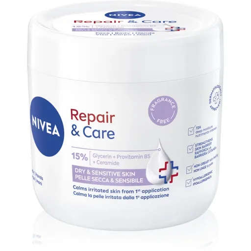 NIVEA Repair & Care Sensitive výživný regenerační krém pro suchou a citlivou pokožku 400 ml