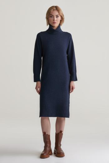 ŠATY GANT HERRINGBONE DETAIL ROLLNECK DRESS EVENING BLUE