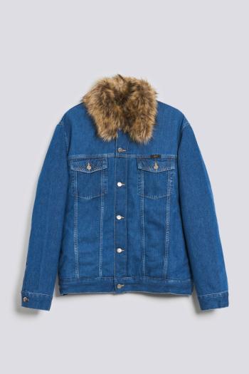 BUNDA GANT W. DENIM FAUX FUR JACKET MID BLUE VINTAGE