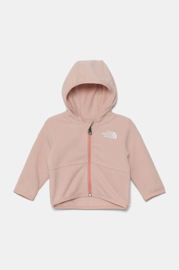 Kojenecká mikina The North Face BABGLACIER F/Z HOODIE růžová barva, s kapucí, hladká, NF0A8B1ALK61