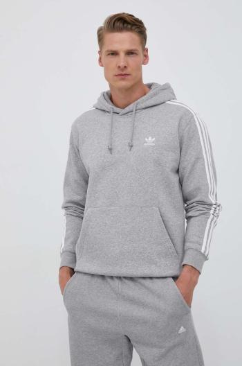 Mikina adidas Originals pánská, šedá barva, s kapucí, melanžová