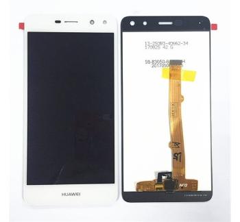 Huawei Y6 (2017) kompatibilis LCD modul kerettel, OEM jellegű, fehér, Grade S+