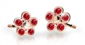Cutie Jewellery Dětské kytičkové náušnice z růžového zlata C2744-30-X-4 červená