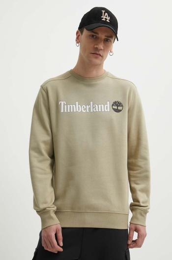 Mikina Timberland pánská, zelená barva, s potiskem, TB0A5UJYDH41