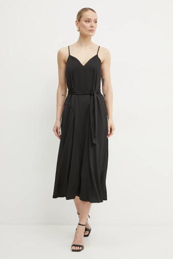 Šaty Armani Exchange čierna farba, midi, áčkový strih, XW000153 AF10840