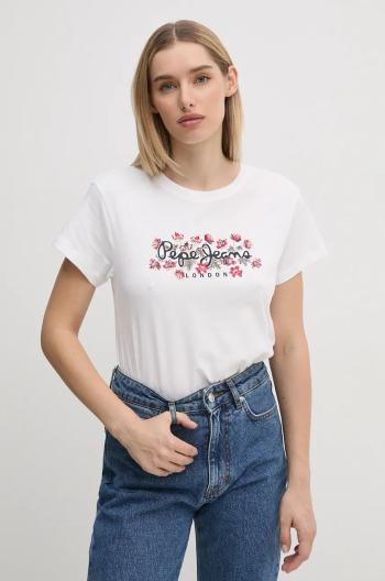 Bavlněné tričko Pepe Jeans GINNY bílá barva, PL505945