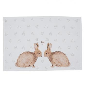 6ks bavlněné prostírání s motivem králíčků a srdíček Bunnies in Love - 48*33cm BSLC40