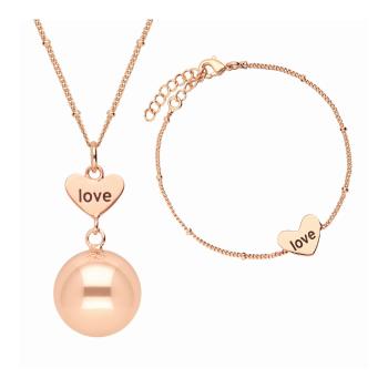 Bola Těhotenská rolnička s náramkem Heart and Love Rose Gold