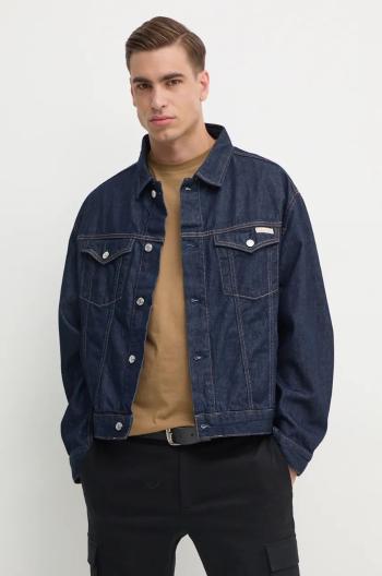 Džínová bunda Calvin Klein Jeans pánská, tmavomodrá barva, přechodná, oversize, J30J326391