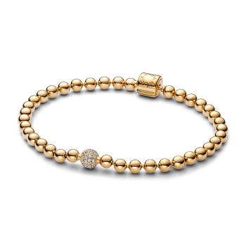 Pandora Pozlacený korálkový náramek Signature Shine 568342C01 21 cm