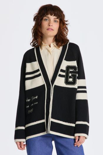 SVETR GANT VARSITY V-NECK CARDIGAN EBONY BLACK