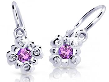 Cutie Jewellery Třpytivé dětské náušnice z bílého zlata C2253-10-X-2 fialová