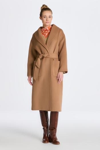 KABÁT GANT HANDSTITCHED BELTED COAT WARM KHAKI