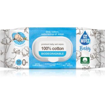 GoWipes Baby 100% Cotton Biodegradable dětské jemné vlhčené ubrousky pro citlivou pokožku 0+ 50 ks