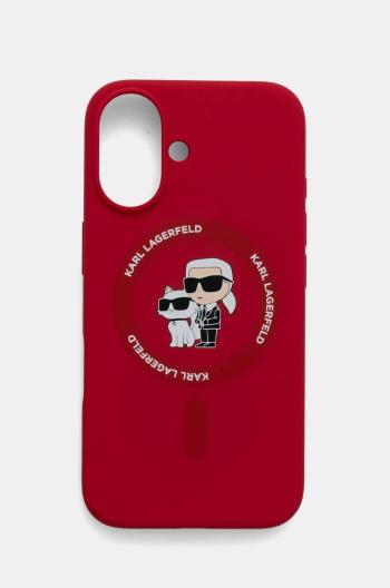 Obal na telefon Karl Lagerfeld iPhone 16 6.1 červená barva, KLHMP16SSCMKCRHR